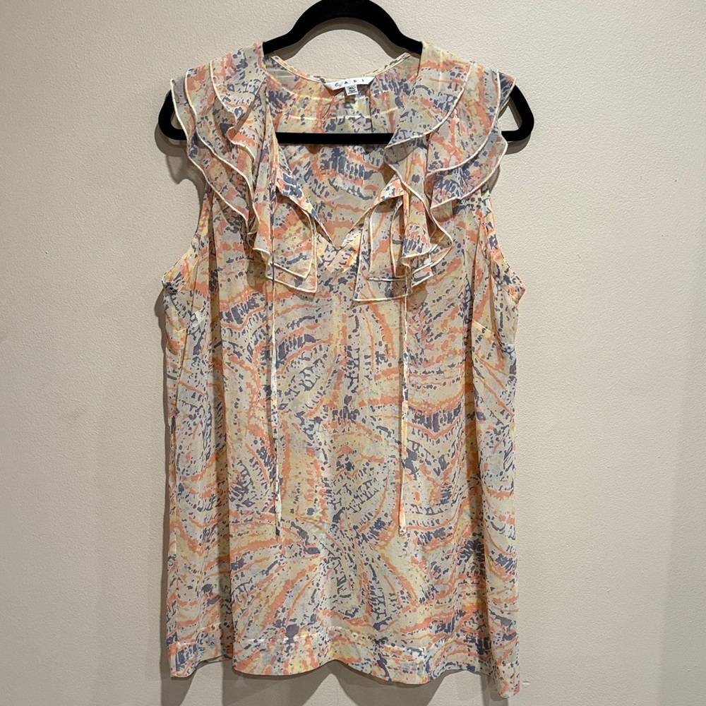 Cabi Chic Multicolor Pastel FairyCore SoftGirl Sleeveless Ruffle Stylish Blouse